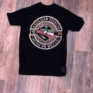 American Fighter Black Short Sleeve Tee Retro Mexico Graphic
